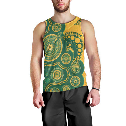 Australia Rugby Custom Men Tank Top Go Wallabies Aboriginal Style