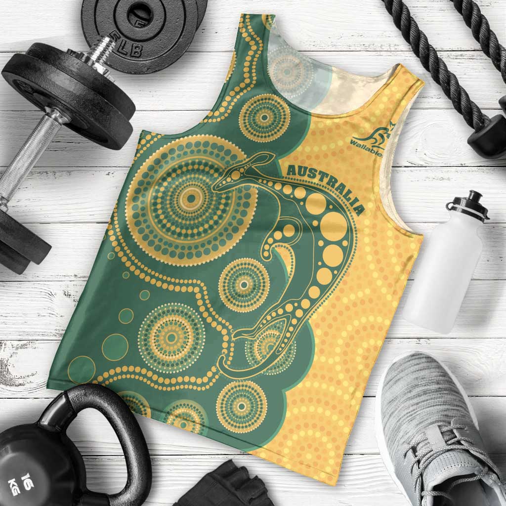 Australia Rugby Custom Men Tank Top Go Wallabies Aboriginal Style