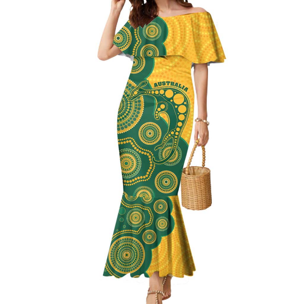 Australia Rugby Custom Mermaid Dress Go Wallabies Aboriginal Style