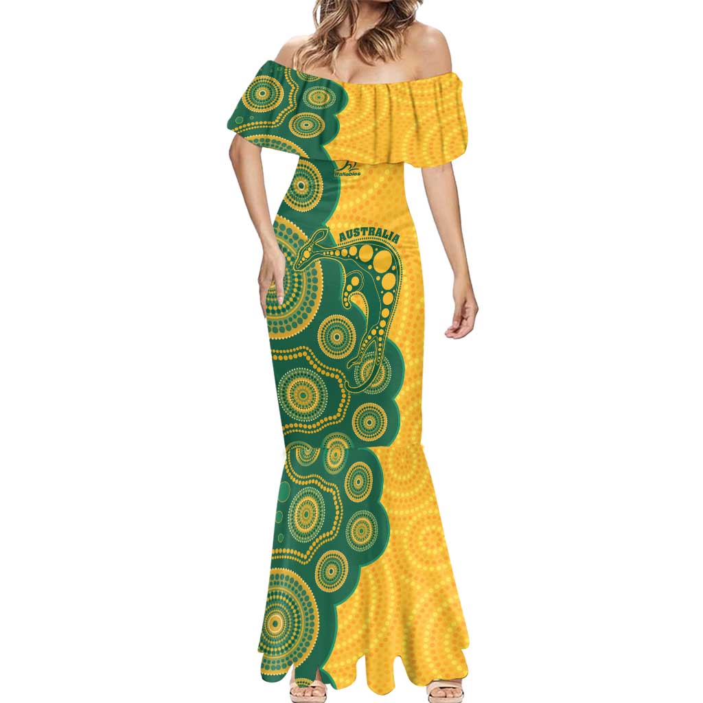 Australia Rugby Custom Mermaid Dress Go Wallabies Aboriginal Style