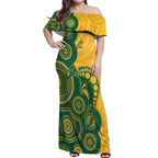Australia Rugby Custom Off Shoulder Maxi Dress Go Wallabies Aboriginal Style