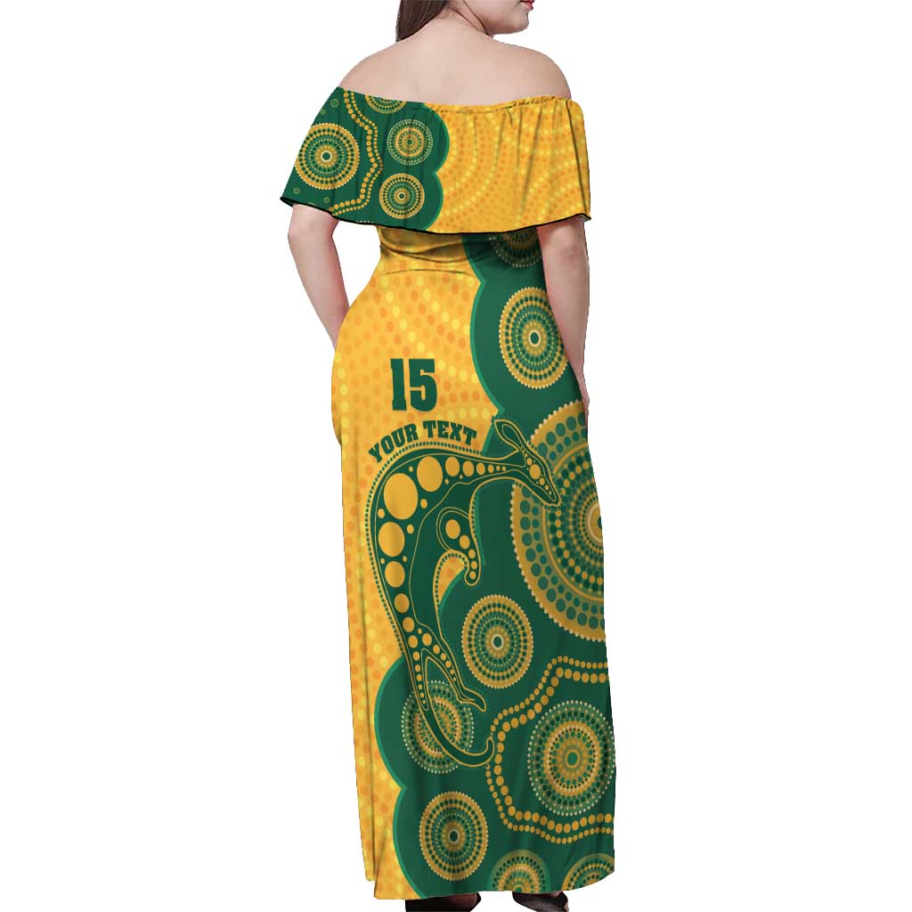 Australia Rugby Custom Off Shoulder Maxi Dress Go Wallabies Aboriginal Style