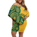 Australia Rugby Custom Off Shoulder Short Dress Go Wallabies Aboriginal Style