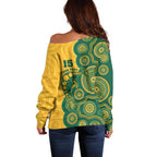 Australia Rugby Custom Off Shoulder Sweater Go Wallabies Aboriginal Style
