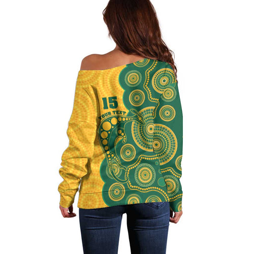 Australia Rugby Custom Off Shoulder Sweater Go Wallabies Aboriginal Style