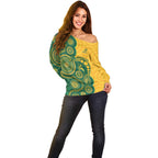 Australia Rugby Custom Off Shoulder Sweater Go Wallabies Aboriginal Style