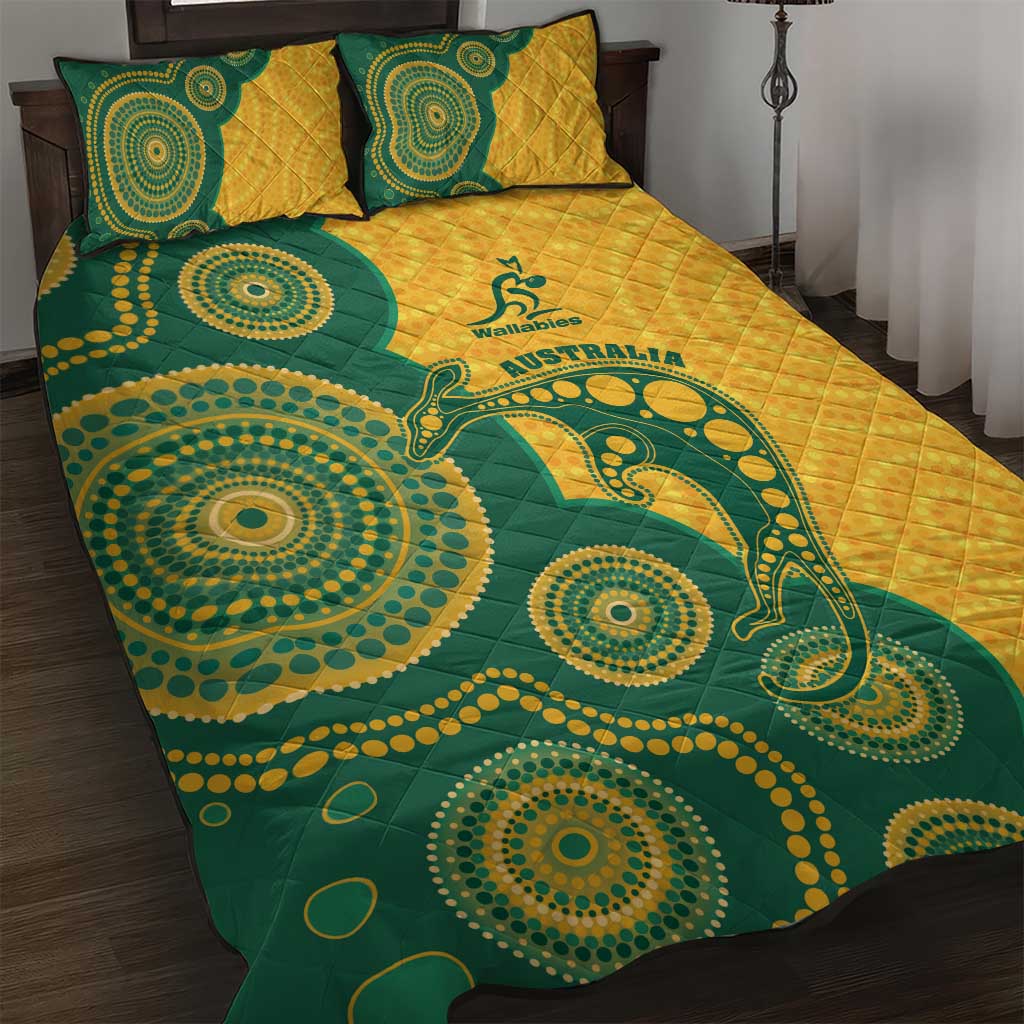 Australia Rugby Quilt Bed Set Go Wallabies Aboriginal Style