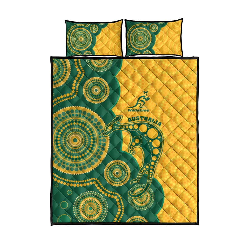 Australia Rugby Quilt Bed Set Go Wallabies Aboriginal Style