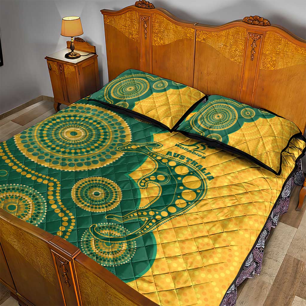 Australia Rugby Quilt Bed Set Go Wallabies Aboriginal Style