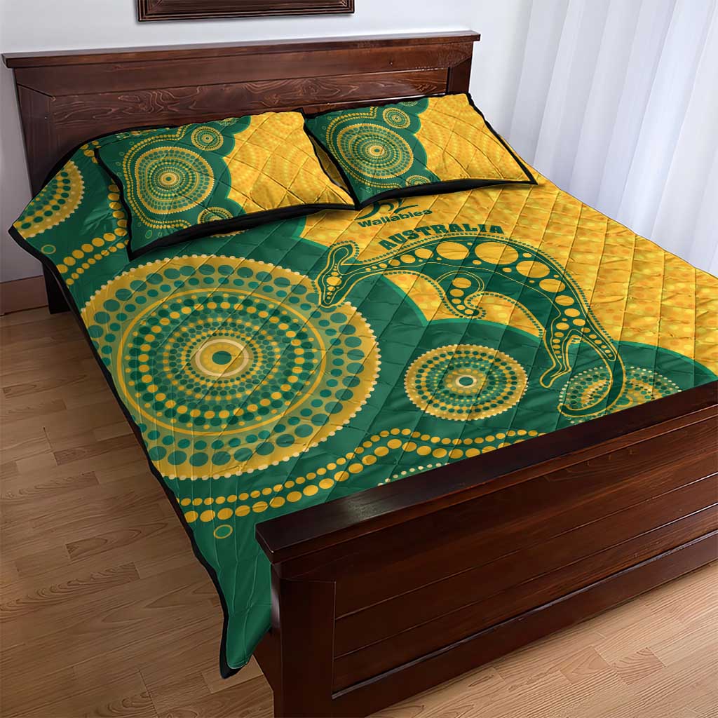 Australia Rugby Quilt Bed Set Go Wallabies Aboriginal Style