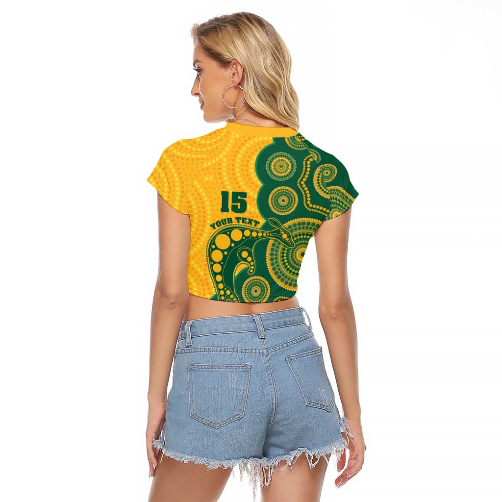 Australia Rugby Custom Raglan Cropped T Shirt Go Wallabies Aboriginal Style