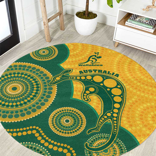 Australia Rugby Round Carpet Go Wallabies Aboriginal Style