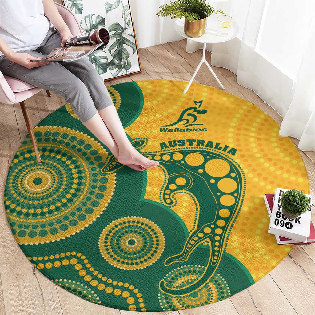 Australia Rugby Round Carpet Go Wallabies Aboriginal Style