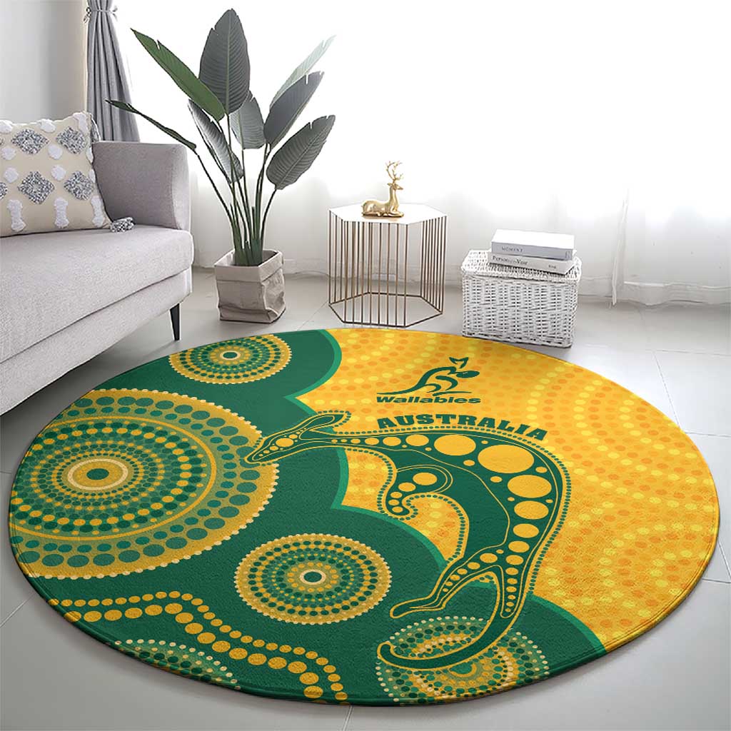 Australia Rugby Round Carpet Go Wallabies Aboriginal Style
