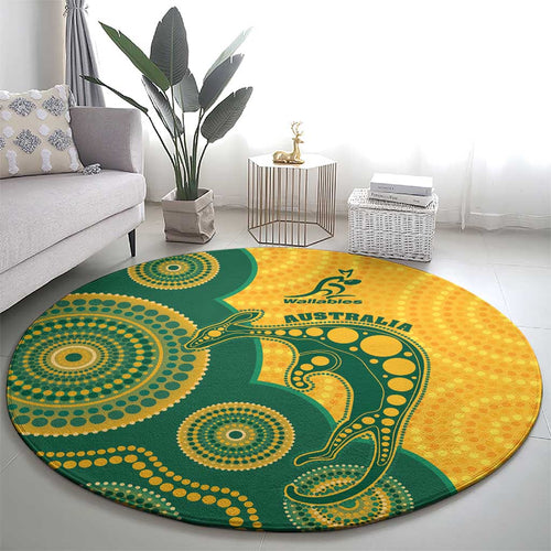 Australia Rugby Round Carpet Go Wallabies Aboriginal Style