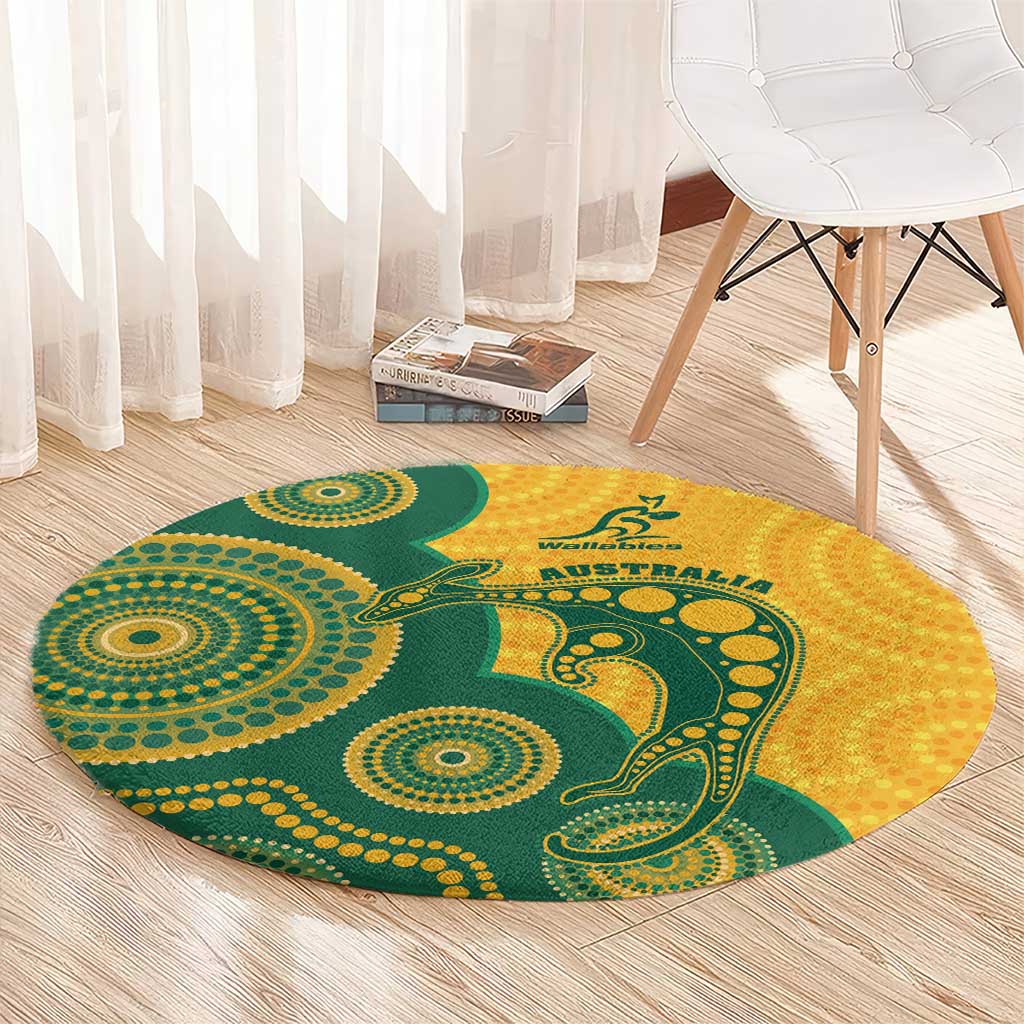 Australia Rugby Round Carpet Go Wallabies Aboriginal Style