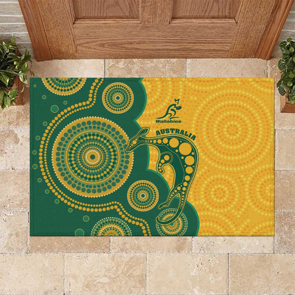 Australia Rugby Rubber Doormat Go Wallabies Aboriginal Style