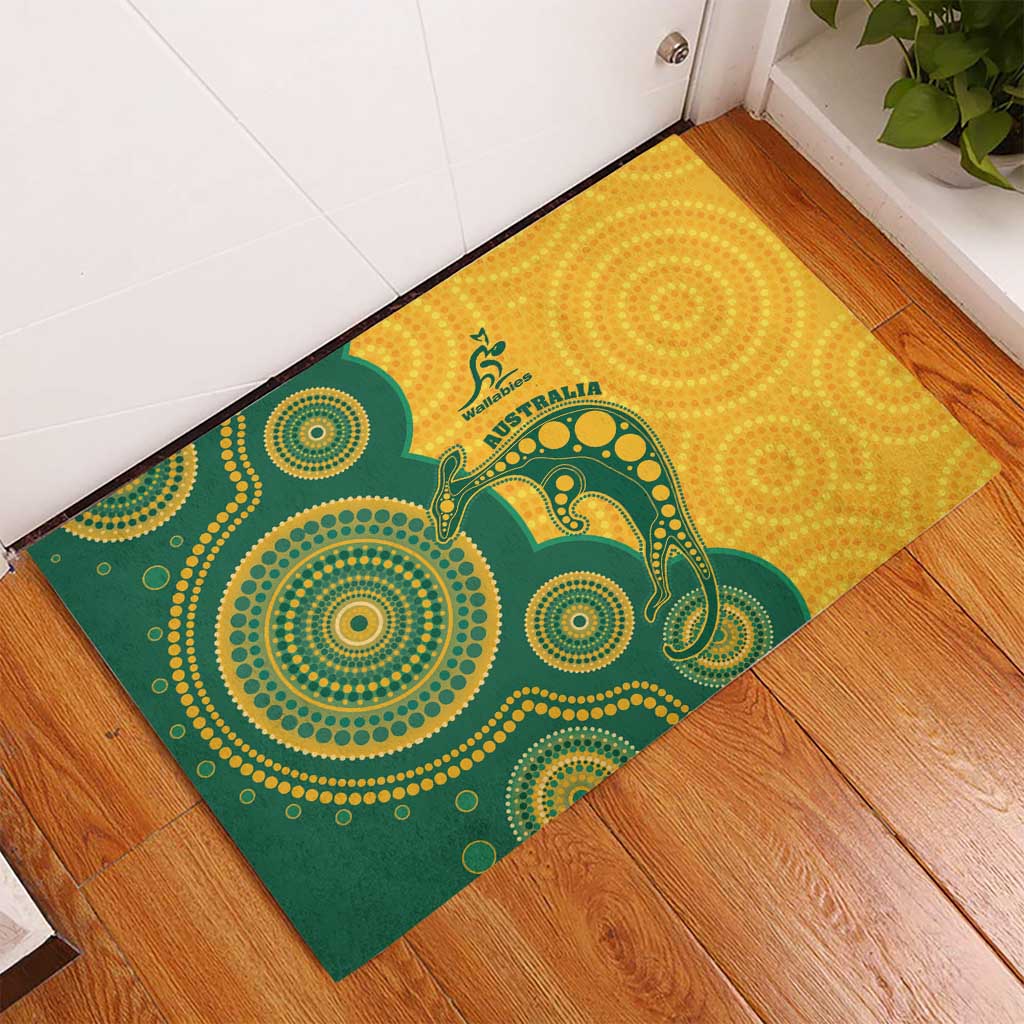 Australia Rugby Rubber Doormat Go Wallabies Aboriginal Style