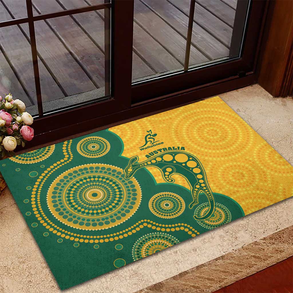 Australia Rugby Rubber Doormat Go Wallabies Aboriginal Style