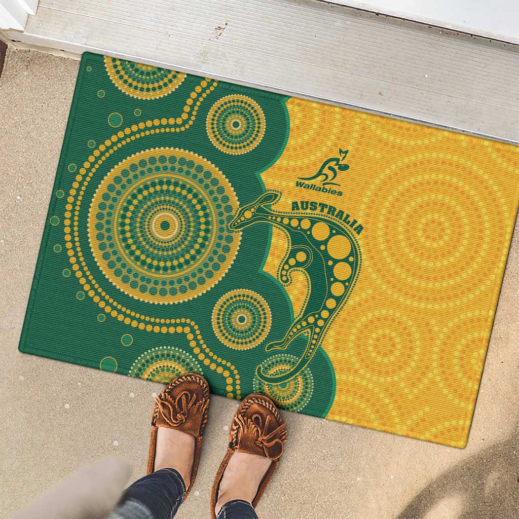 Australia Rugby Rubber Doormat Go Wallabies Aboriginal Style