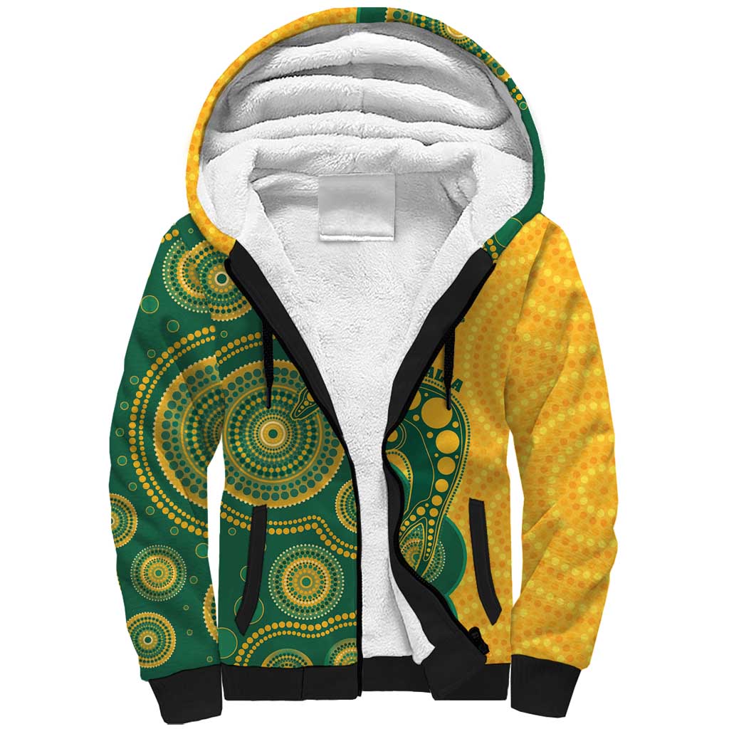 Australia Rugby Custom Sherpa Hoodie Go Wallabies Aboriginal Style