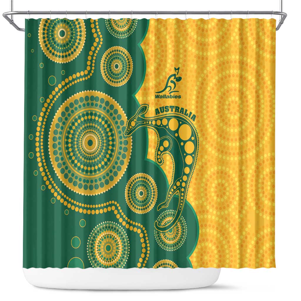 Australia Rugby Shower Curtain Go Wallabies Aboriginal Style