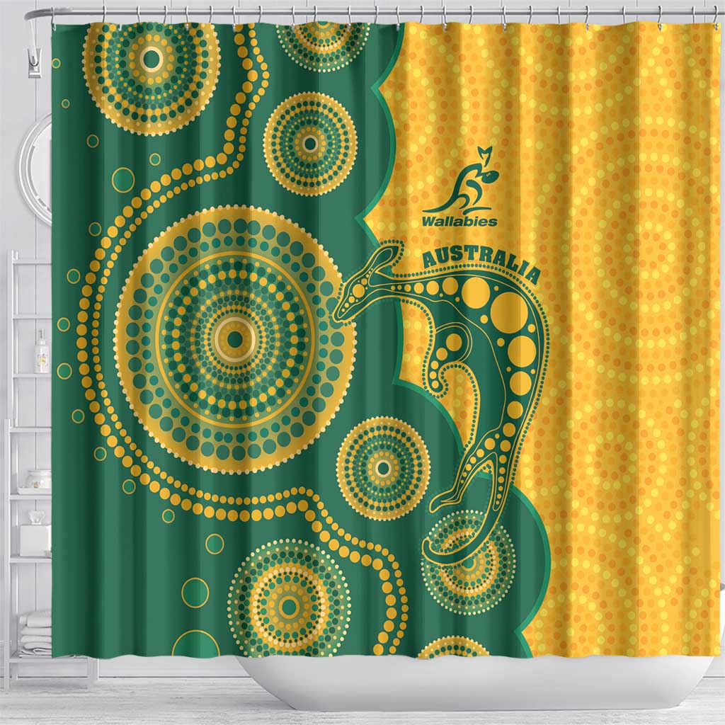 Australia Rugby Shower Curtain Go Wallabies Aboriginal Style