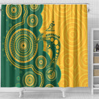 Australia Rugby Shower Curtain Go Wallabies Aboriginal Style