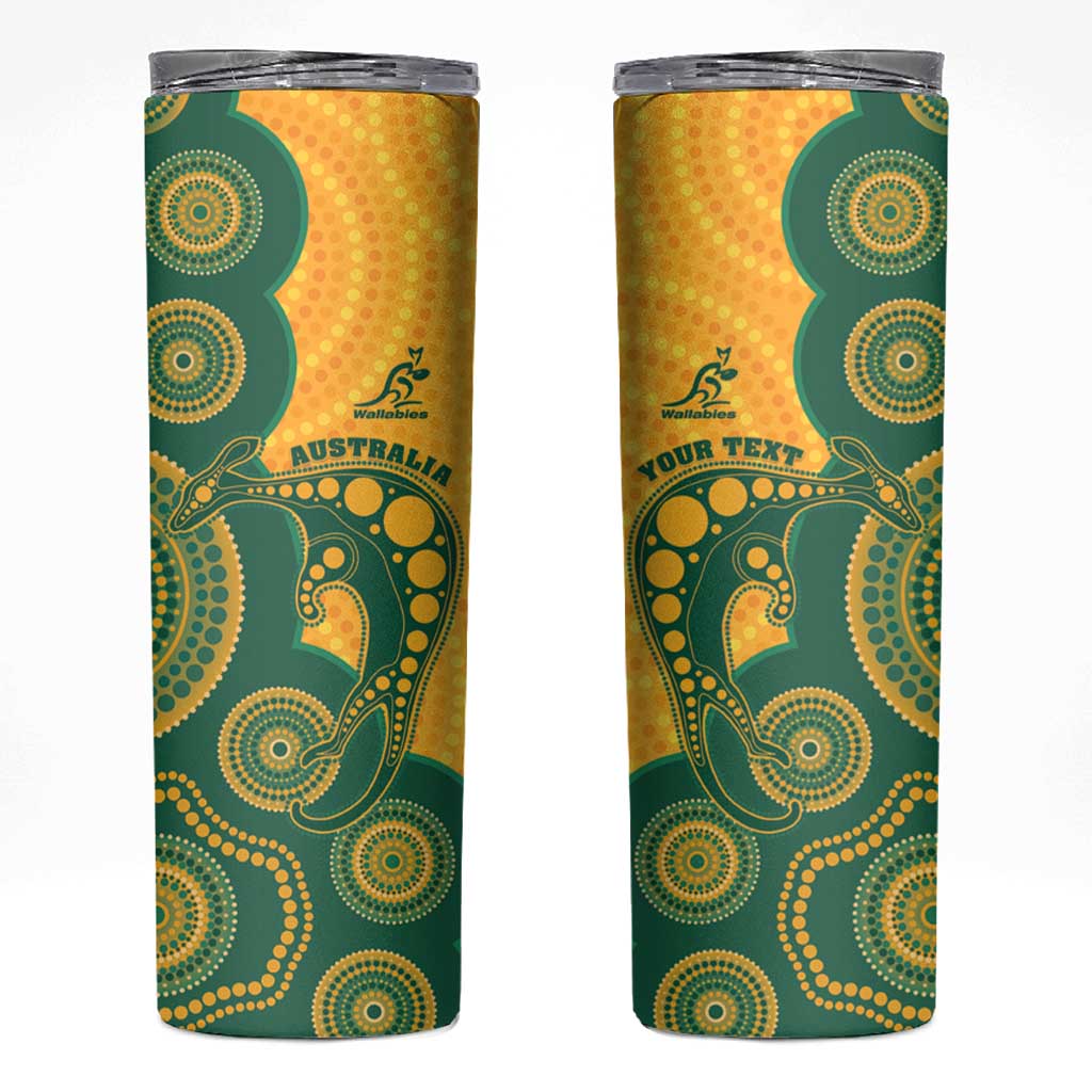 Australia Rugby Custom Skinny Tumbler Go Wallabies Aboriginal Style