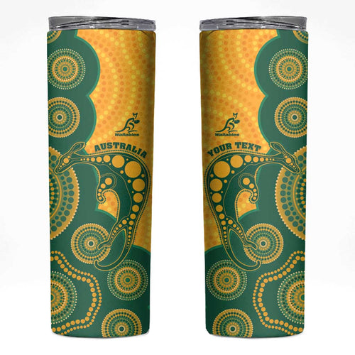 Australia Rugby Custom Skinny Tumbler Go Wallabies Aboriginal Style
