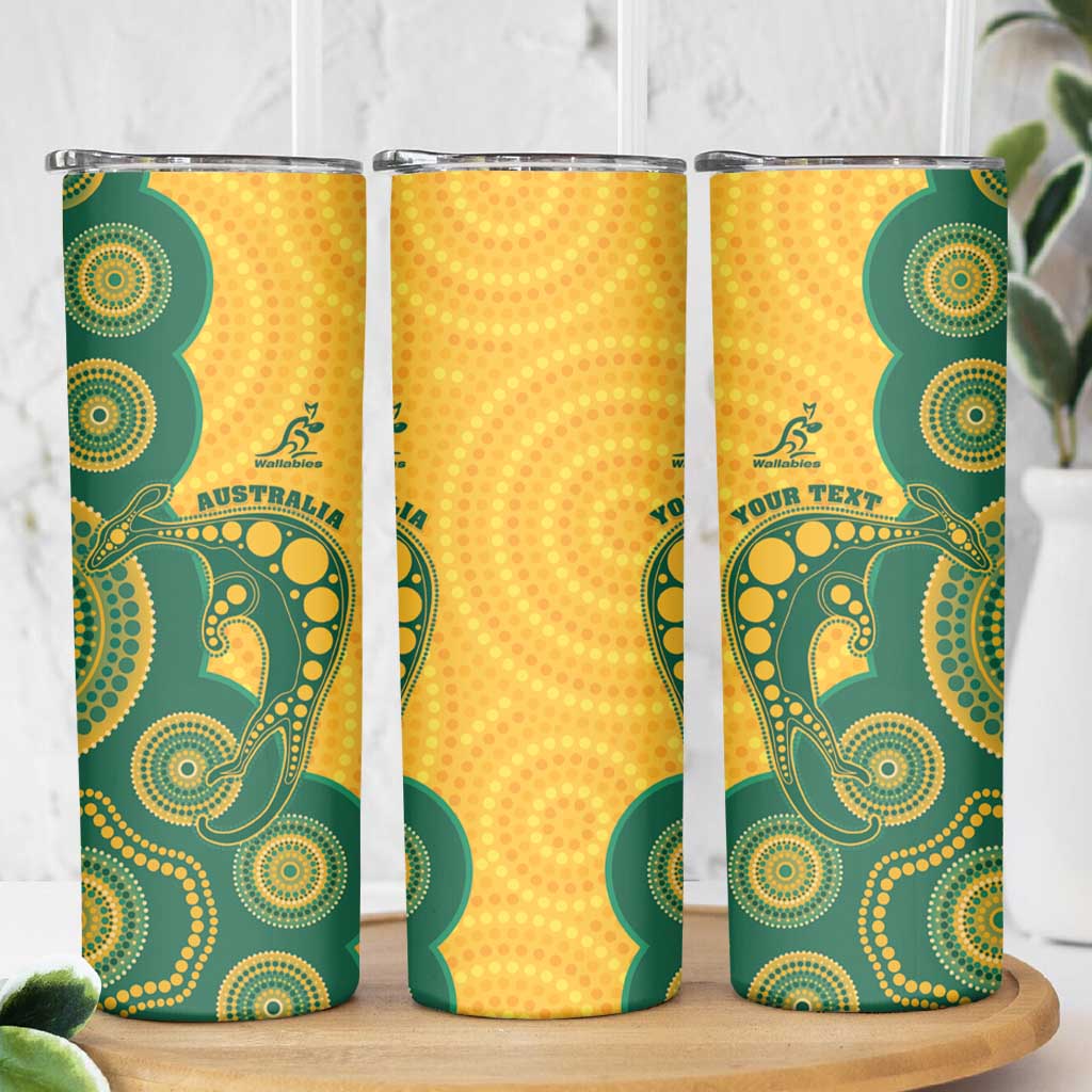 Australia Rugby Custom Skinny Tumbler Go Wallabies Aboriginal Style