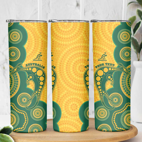 Australia Rugby Custom Skinny Tumbler Go Wallabies Aboriginal Style
