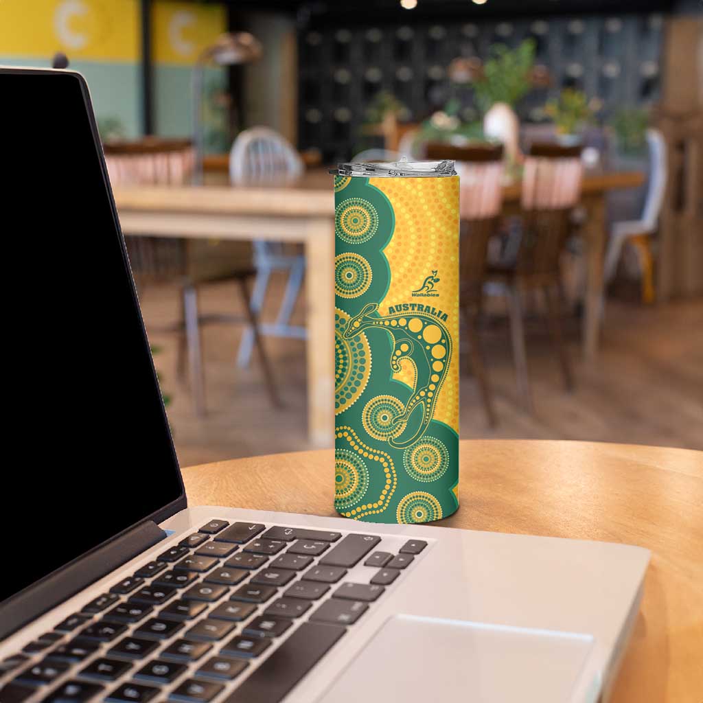 Australia Rugby Custom Skinny Tumbler Go Wallabies Aboriginal Style