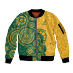 Australia Rugby Custom Sleeve Zip Bomber Jacket Go Wallabies Aboriginal Style