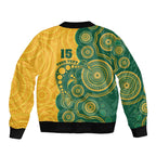 Australia Rugby Custom Sleeve Zip Bomber Jacket Go Wallabies Aboriginal Style