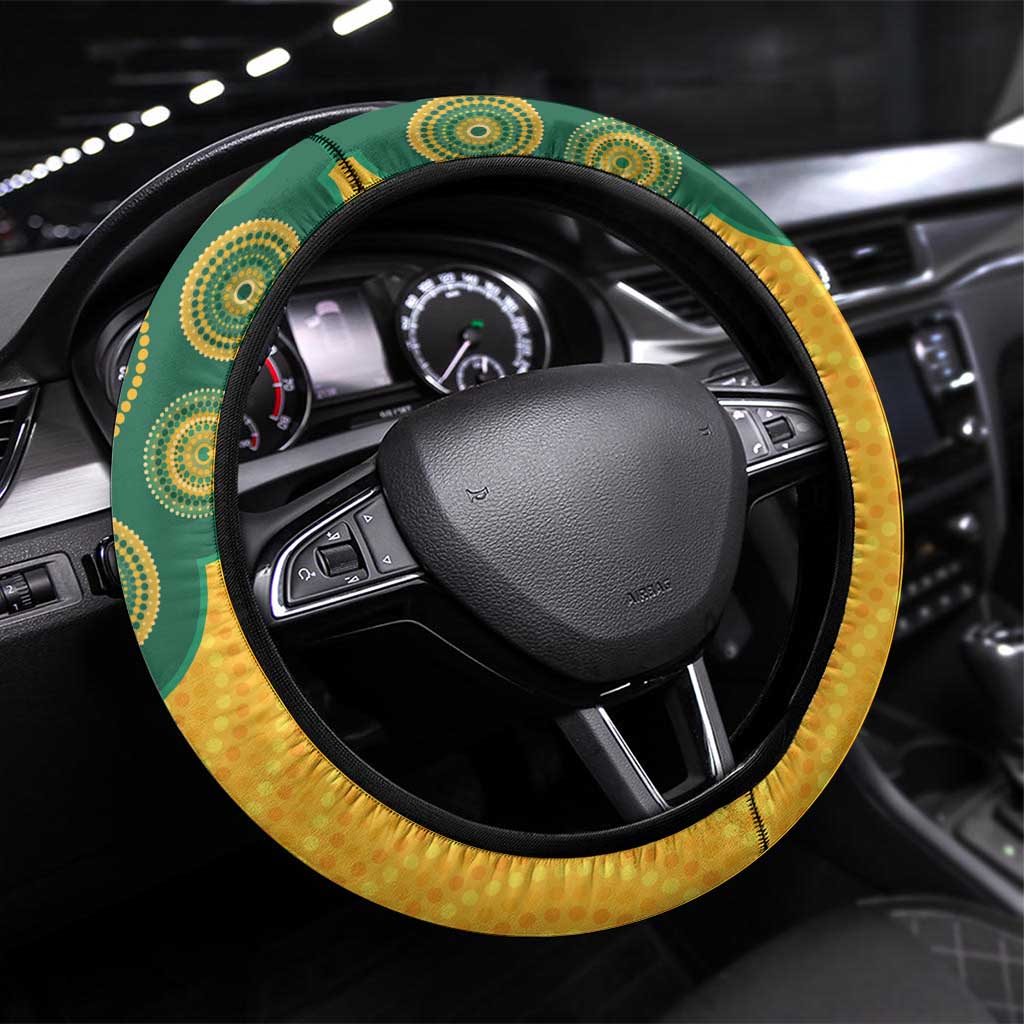 Australia Rugby Steering Wheel Cover Go Wallabies Aboriginal Style