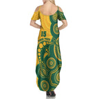 Australia Rugby Custom Summer Maxi Dress Go Wallabies Aboriginal Style