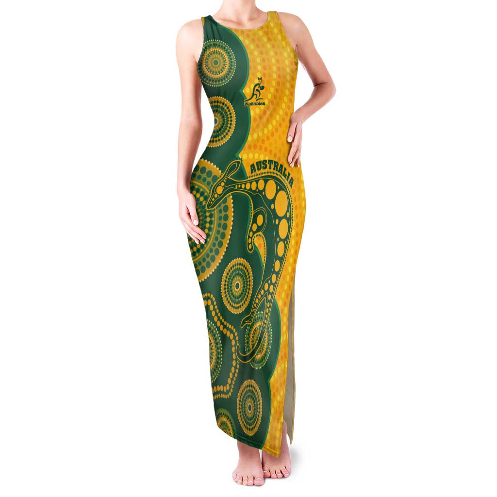 Australia Rugby Custom Tank Maxi Dress Go Wallabies Aboriginal Style