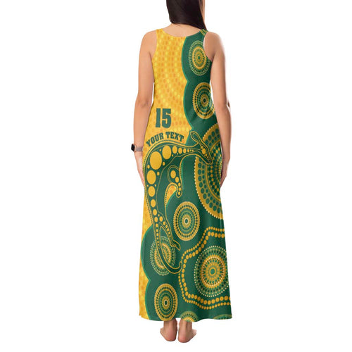 Australia Rugby Custom Tank Maxi Dress Go Wallabies Aboriginal Style