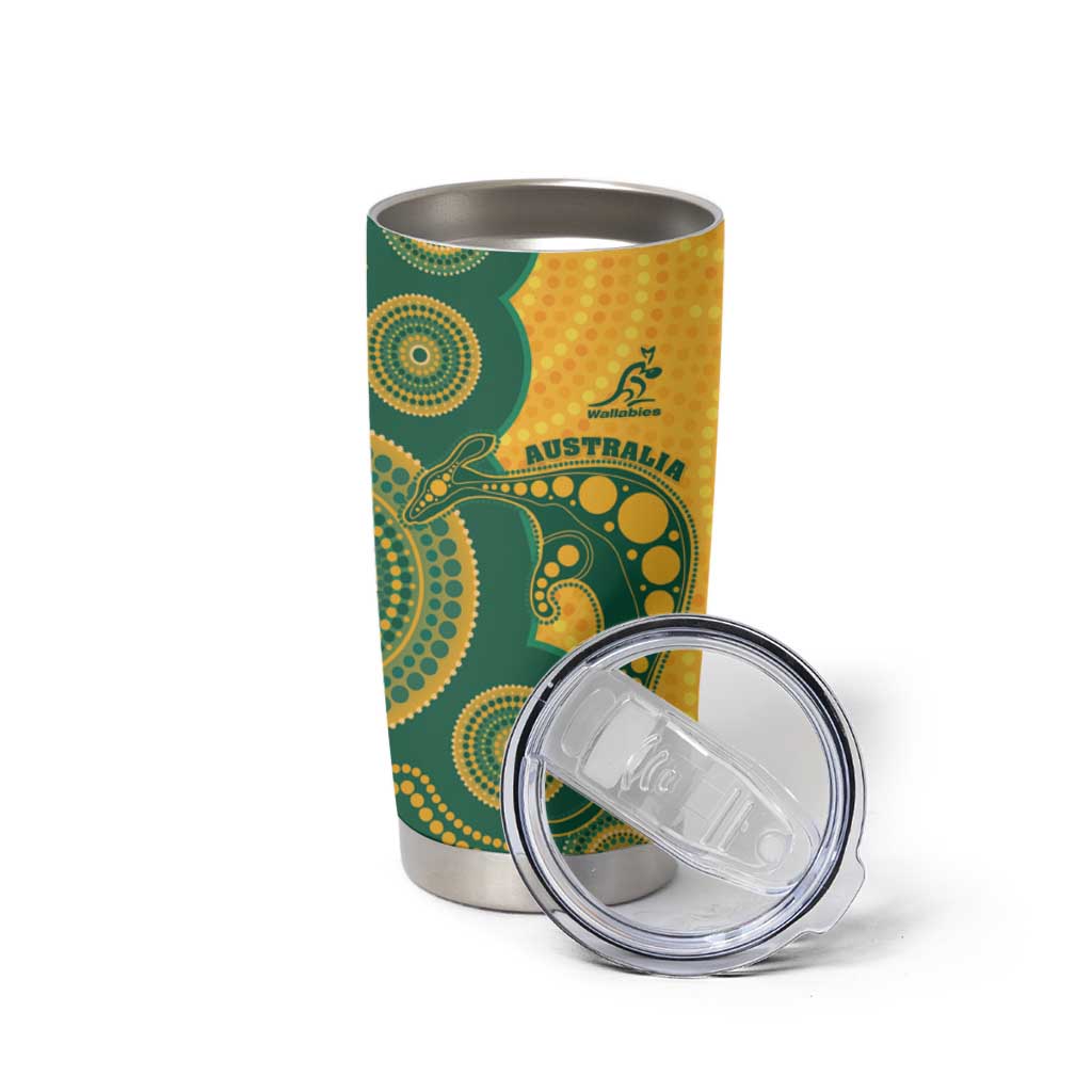 Australia Rugby Custom Tumbler Cup Go Wallabies Aboriginal Style