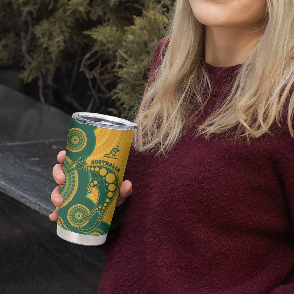 Australia Rugby Custom Tumbler Cup Go Wallabies Aboriginal Style
