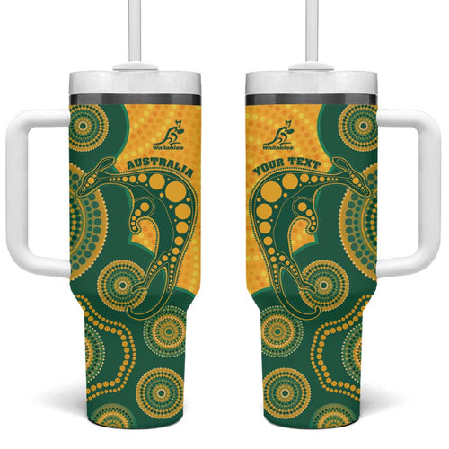 Australia Rugby Custom Tumbler With Handle Go Wallabies Aboriginal Style