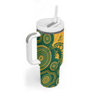Australia Rugby Custom Tumbler With Handle Go Wallabies Aboriginal Style