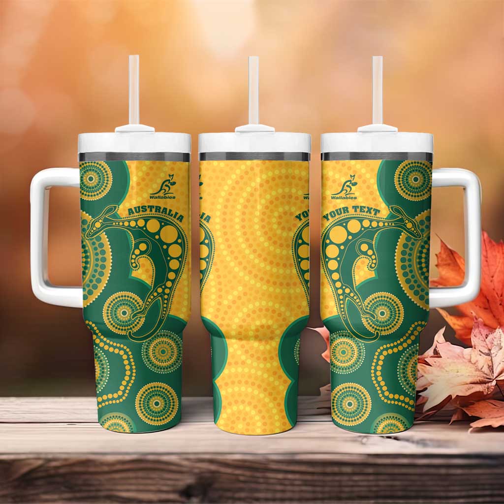 Australia Rugby Custom Tumbler With Handle Go Wallabies Aboriginal Style