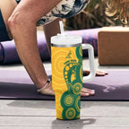 Australia Rugby Custom Tumbler With Handle Go Wallabies Aboriginal Style