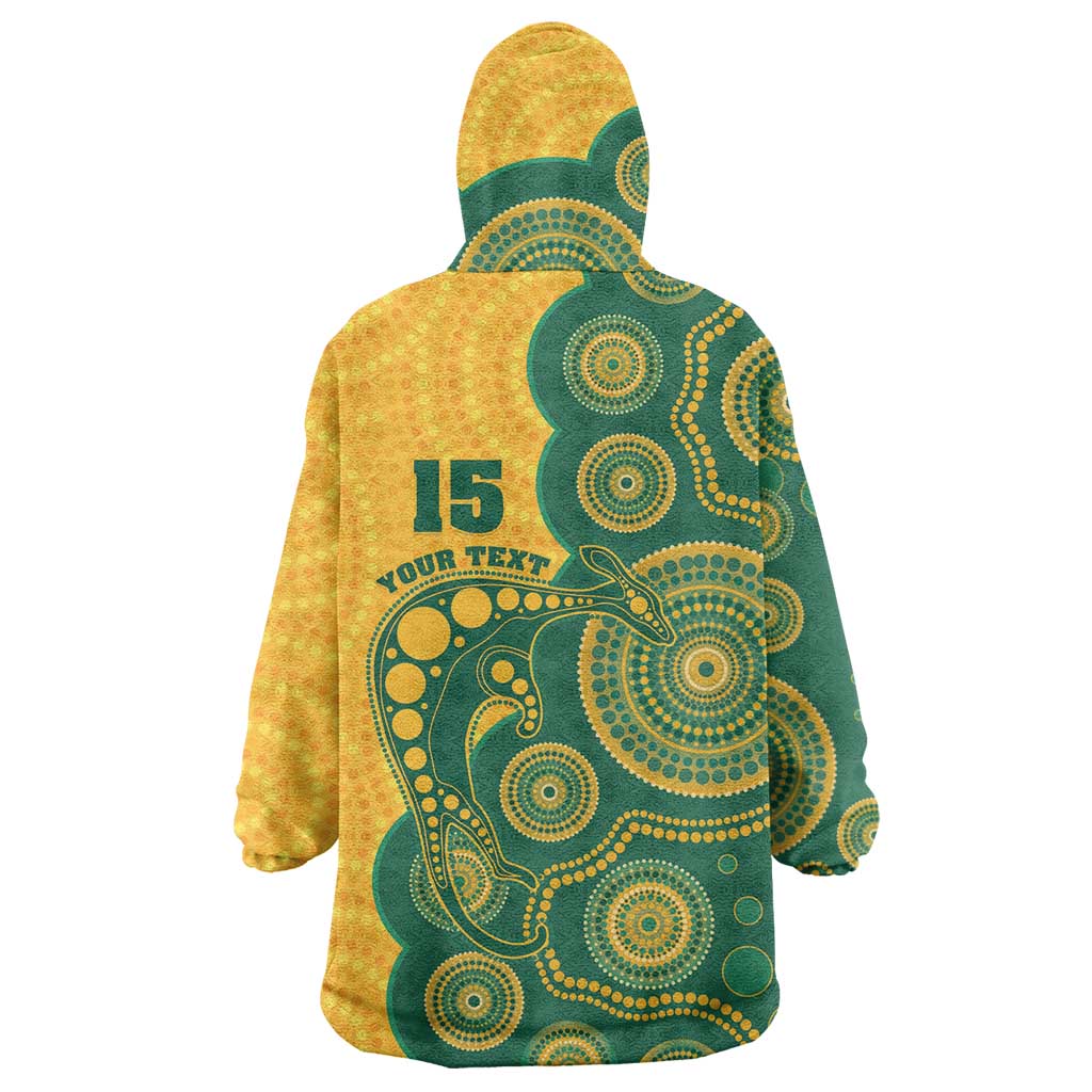 Australia Rugby Custom Wearable Blanket Hoodie Go Wallabies Aboriginal Style