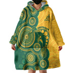 Australia Rugby Custom Wearable Blanket Hoodie Go Wallabies Aboriginal Style