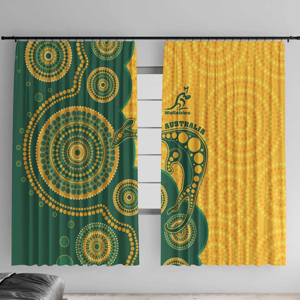 Australia Rugby Window Curtain Go Wallabies Aboriginal Style