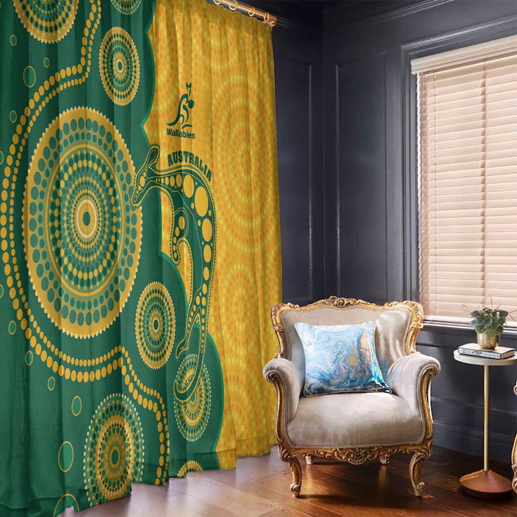 Australia Rugby Window Curtain Go Wallabies Aboriginal Style