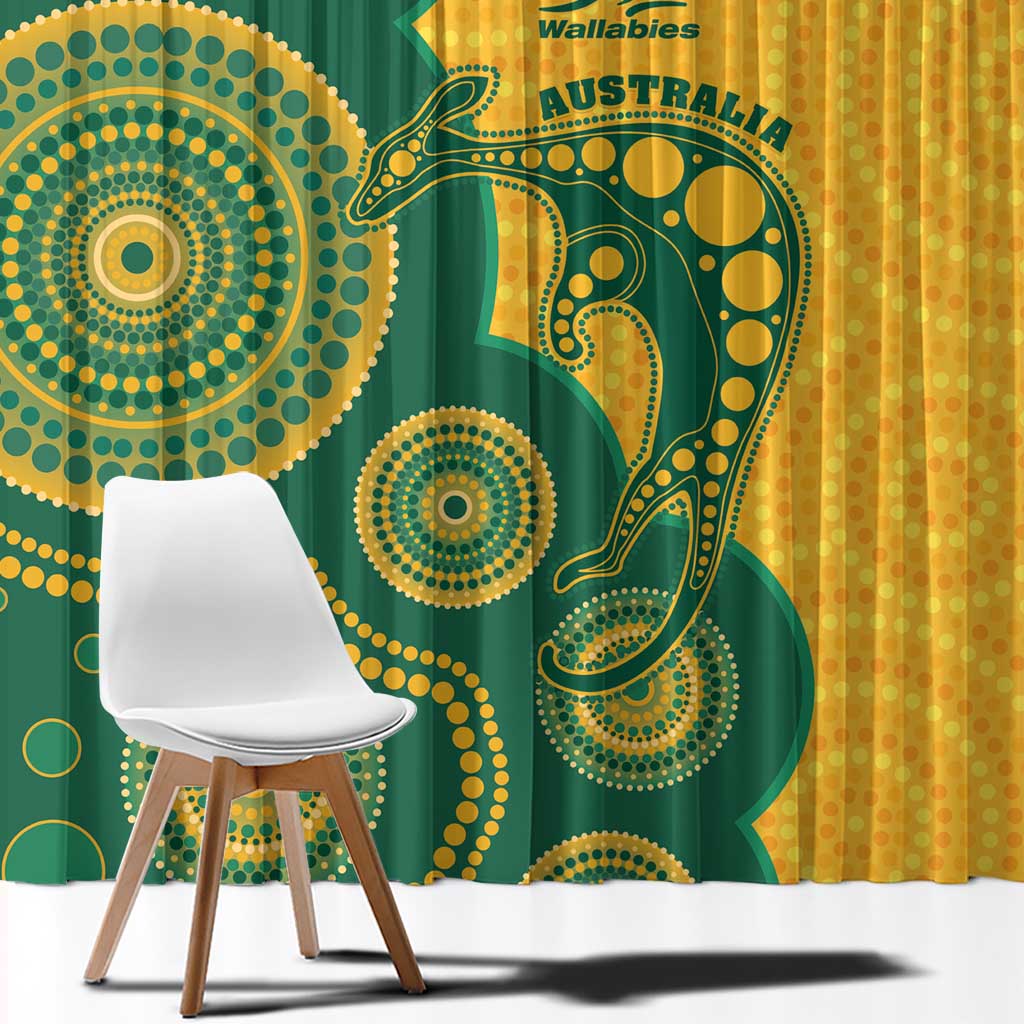 Australia Rugby Window Curtain Go Wallabies Aboriginal Style